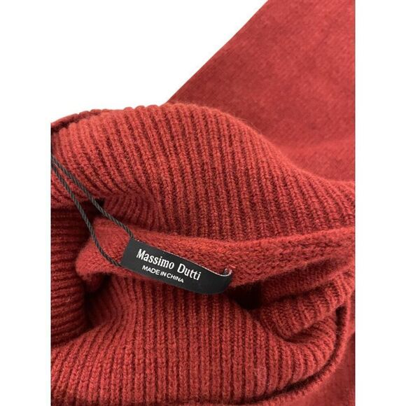 Massimo Dutti Womens Sweater Large L Red Turtle Neck Wool cashmere 5722/619 NWT - Picture 5 of 9